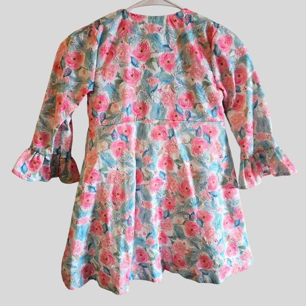 Blueberi Boulevard Floral Dress And Coat Set Girls Size 5 Pink Easter Party